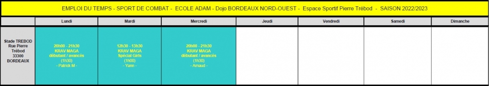 Planning stade Trebod